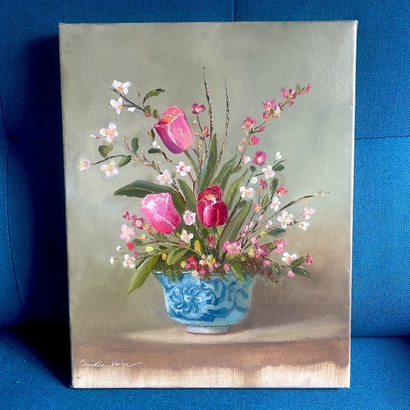 Christine Hooker signed still life original oil painting